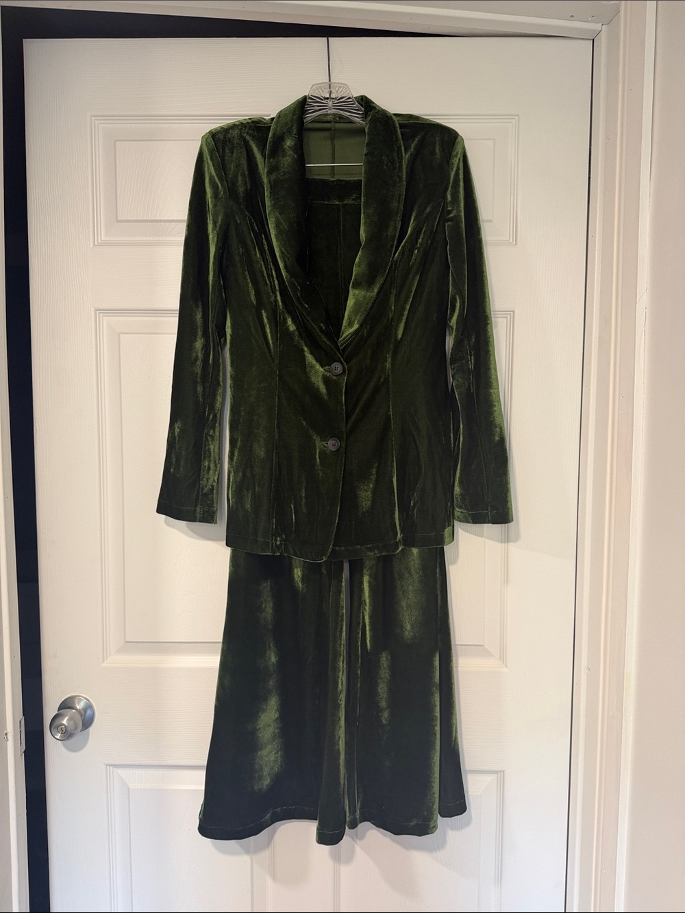 Olive Green Velvet Blazer and Pant Set